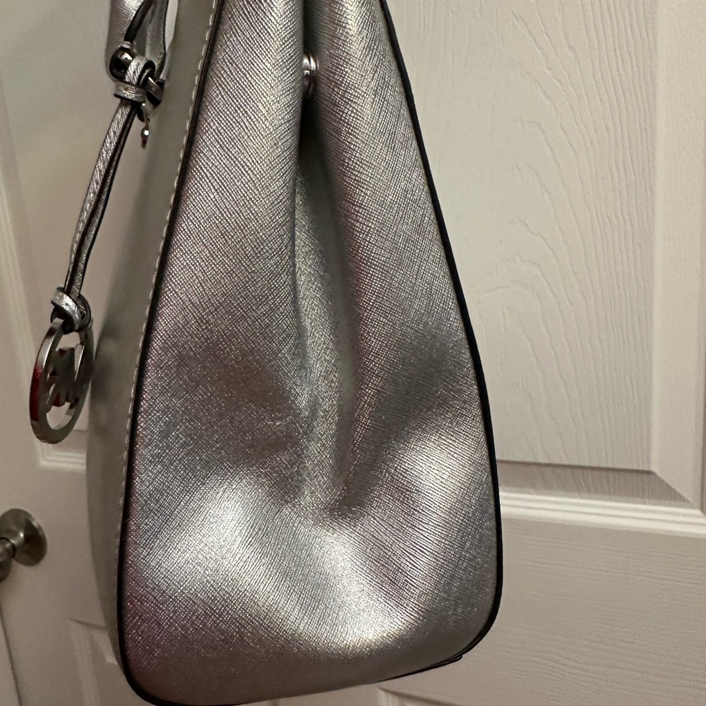Michael Kors Metallic Silver Satchel - Picture 6 of 12